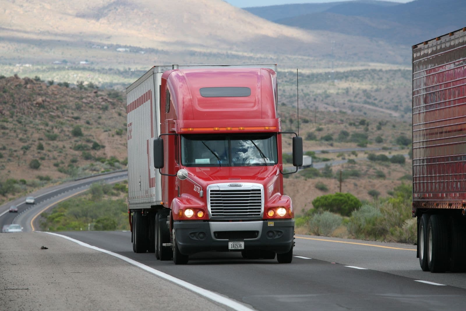 Semi truck driving on the highway