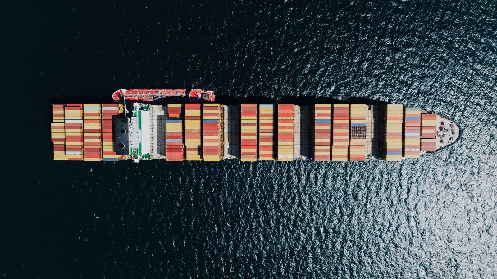 Container ship sailing at sea